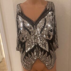 Vintage sequin Butterfly Top